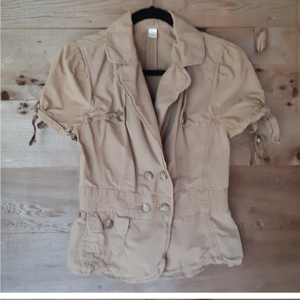 Loft Short Sleeve Cargo Safari Jacket Khaki Small